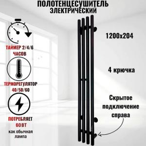 Полотенцесушитель электрический Тругор Пэк сп Вектор 120х15 черный