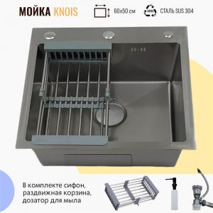 Мойка кухонная врезная Knois KN605005 матовая сталь