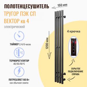 Полотенцесушитель электрический Тругор Пэк сп Вектор 120x15 оружейная сталь ВПГ с сенсором