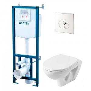 Комплект инсталляция Santek Пэк Бореаль 1WH302464 4 в 1 с клавишей хром и унитазом 