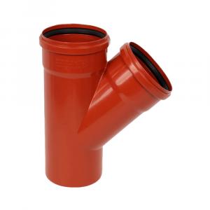 Тройник Саратовпластика d110 мм 45° пластиковый для наружной канализации
