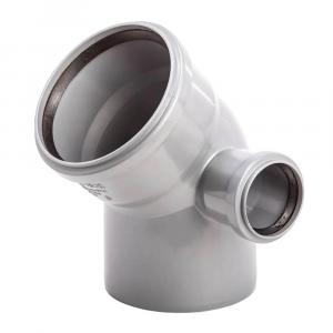 Отвод Lammin Ø110 мм 45° с правым патрубком Ø50 мм Lm35041050451 серый