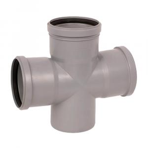 Крестовина Саратовпластика Ø110х110х110 мм 90° одноплоскостная, серая для внутренней канализации