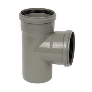Тройник Саратовпластика Ø110х110 мм 90° серый для внутренней канализации