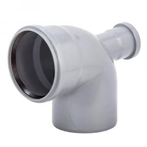 Отвод Lammin Ø110 мм 90° с тыльным патрубком Ø50 мм Lm35041050904 серый для внутренней канализации