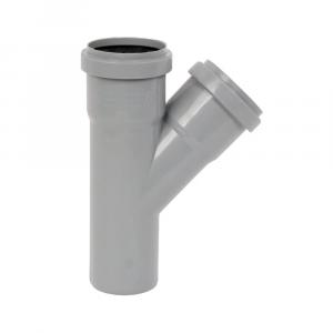 Тройник Саратовпластика Ø50х50 мм 45° серый для внутренней канализации
