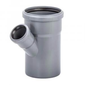 Тройник Lammin Ø110х50 мм 45° серый для внутренней канализации