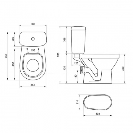 Унитаз-компакт "БАЛАНС" комфорт, прямой выпуск, сиденье полипропилен МИКРОЛИФТ, арматура 2-режимная