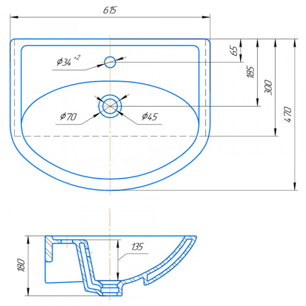 Раковина Rosa Уют 60 размеры