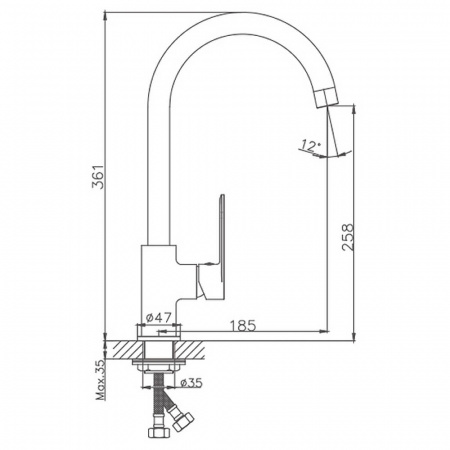 Смеситель на мойку HAIBA HB70590-7 ЧЕРНЫЙ (лат., 35мм)