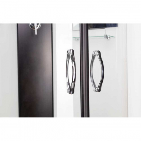 Душевая кабина 900х900х2150мм без г/м, СРЕДНИЙ поддон, стекло МАТОВОЕ, профиль ЧЕР. NG-6701-14 