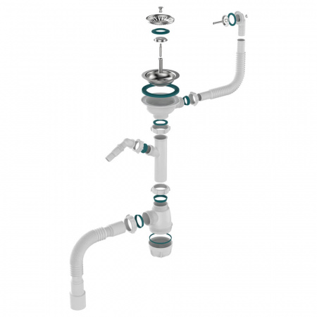 Сифон для мойки 3 1/2"х40 с мет.реш. с круг.переливом с отводом с/м с г.т. 40х40/50 B0140-20-MR (20)