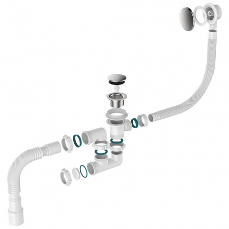 Сифон для ванны регулир. 1 1/2х40 клик-клак пер авт широк. гриб хром гт 40х40/50 V512-18-MR (18)