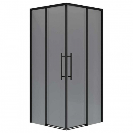 Душевой уголок 90х90х195 КВАДР без поддона профиль ЧЕРН МАТ стекло (6мм) ТОНИРОВАН NG-2829-34BLACK