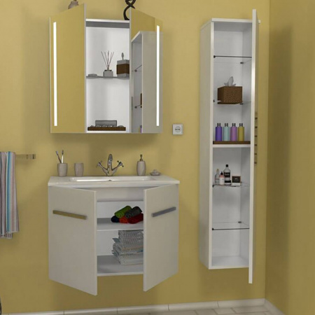 Шкаф-пенал в ванную комнату ПРАКТИК 30 БЕЛЫЙ (294х1517х243мм)