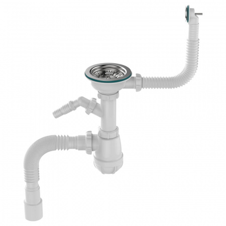 Сифон для мойки 3 1/2"х40 с мет.реш. с круг.переливом с отводом с/м с г.т. 40х40/50 B0140-20-MR (20)