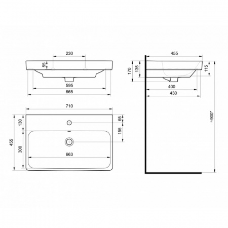 Умывальник мебельный АДРИАНА 70