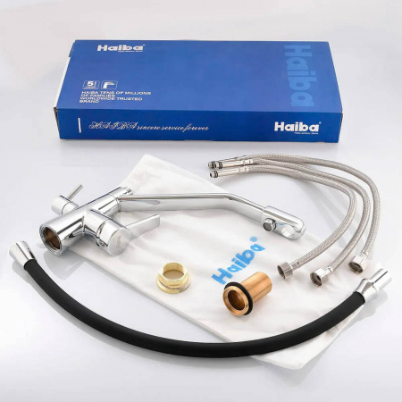 Смеситель на мойку с гибким изливом, с выходом под фильтр HAIBA HB76855 ЧЕРНЫЙ/ХРОМ (лат., 35мм) Смеситель на мойку с гибким изливом, с выходом под фильтр HAIBA HB76855 ЧЕРНЫЙ/ХРОМ (лат., 35мм)