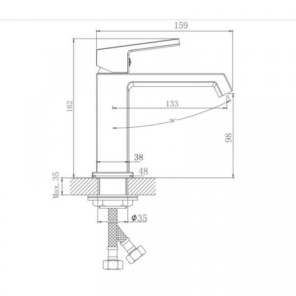 Смеситель для раковины Haiba HB10575-5 размеры Смеситель для раковины Haiba HB10575-5 размеры