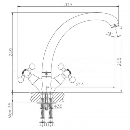 Смеситель на мойку HAIBA HB4219-4 БРОНЗА двуручный (лат.)