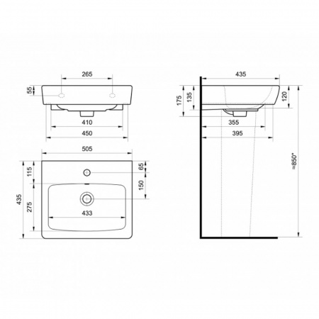 Умывальник мебельный НЕО 50
