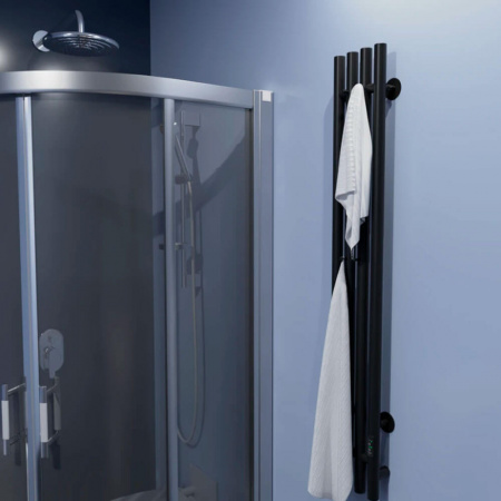 Полотенцесушитель с греющим кабелем ПЭК СП Вектор 120х15см черный ВГП