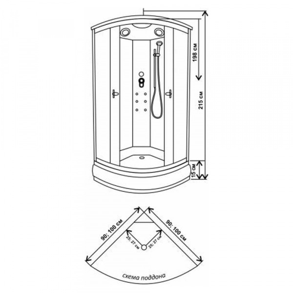 Душевая кабина Водный мир ВМ-881 90x90