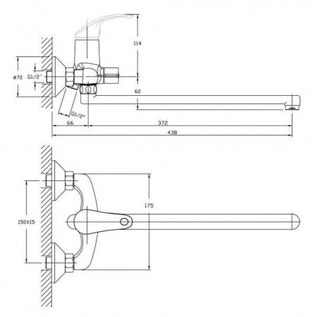 Смеситель на ванну длинный излив HAIBA HB2236 (лат., 35мм)