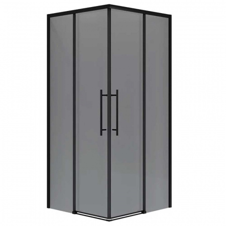 Душевой уголок 100х100х195 КВАДР без поддона профиль ЧЕРН МАТ стекло (6мм) ТОНИРОВАН NG-2830-34BLACK