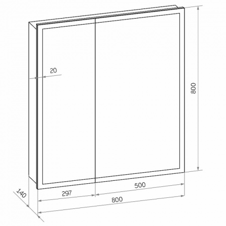 Шкаф зеркальный REFLEX 800х800мм (LED-подсветка, датчик движения, универсальный)