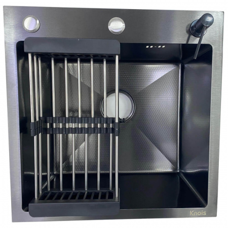 Мойка кухонная врезная Dikalan KN605008 ЧЕРНЫЙ нерж.сталь SUS-304 600х500х220мм (3)