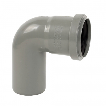 Отвод ППР Ø50мм 90° СЕРЫЙ для внутренней канализации (100)