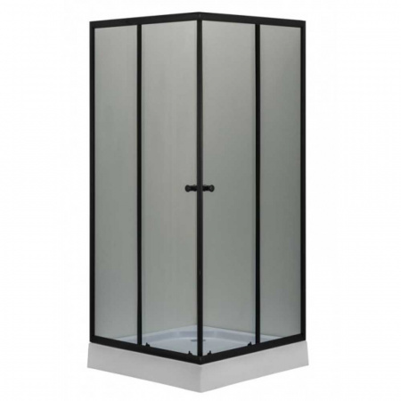 Душевой уголок 80х80х193 НИЗКИЙ КВАДР поддон, профиль ЧЕРН, стекло МАТОВОЕ 5мм 303/21