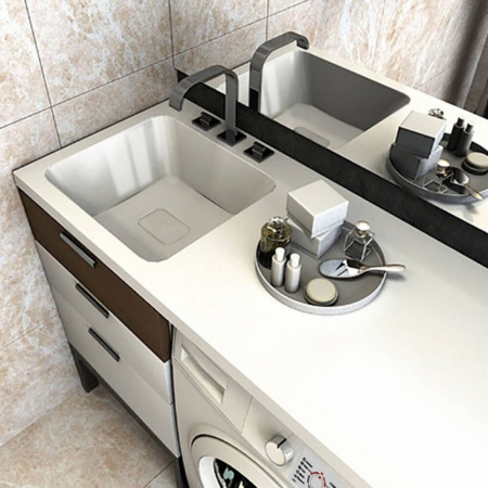 Умывальник мебельный под стиральную машину KAMILLA 110 ЛЕВАЯ ЧАША + кронштейн ПРАВЫЙ 