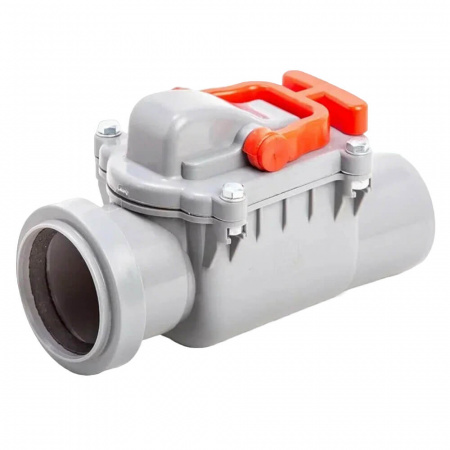 Клапан обратный ППР Ø110мм СЕРЫЙ для внутренней канализации (1)