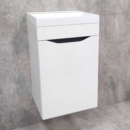 Тумба в ванную комнату подвесная ИНТЕГРО 394 Белый/встав.Антрацит под умывальник СЛИМ 40 (1дв)