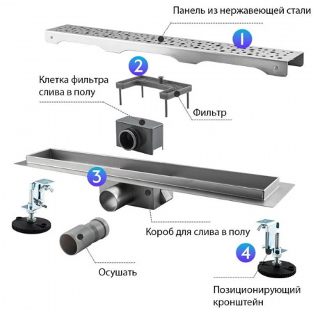 Трап-лоток HAIBA HB92500 70х500мм, цвет сатин