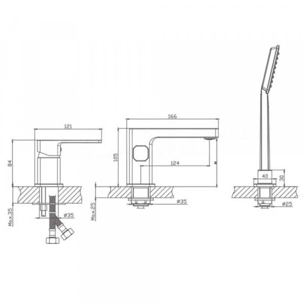 Смеситель на борт ванны Haiba HB80804