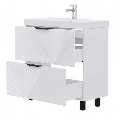 Тумба в ванную комнату GEOMETRY 80.2Y БЕЛАЯ под умывальник LAKЕ 80 (9696-80)