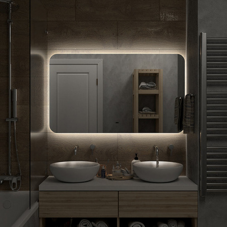 Зеркало BURZHE 120 120х700мм (LED-подсветка, бесконтактный сенсор, ореольная ХОЛОД подсветка)
