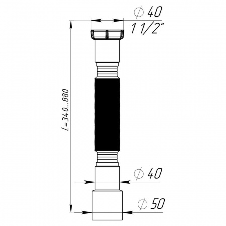Гибкая труба с гайкой Ø40×Ø40/50 700мм T103-85-MR (85)