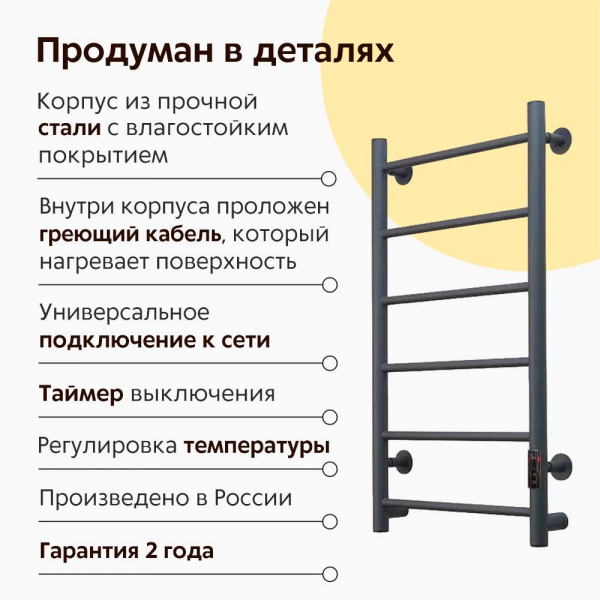 Полотенцесушитель Тругор Аспект Пэк сп 1 80х40 графит