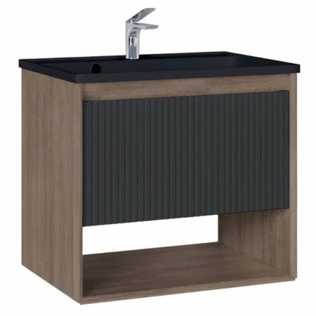 Тумба в ванную комнату подвесная TOSSONY 70 ДУБ САМДАЛ/ АНТРАЦИТ под умывальник АСТОРИЯ 70 Антрацит