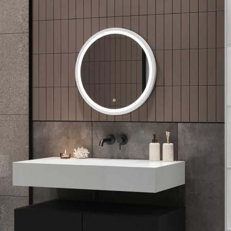 Зеркало СТИЛЬ/Style White D600мм (LED-подсветка, сенсорный выключатель, рама МДФ БЕЛЫЙ)