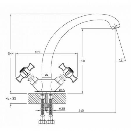Смеситель на мойку HAIBA HB4724 двуручный (лат.) Смеситель на мойку HAIBA HB4724 двуручный (лат.)