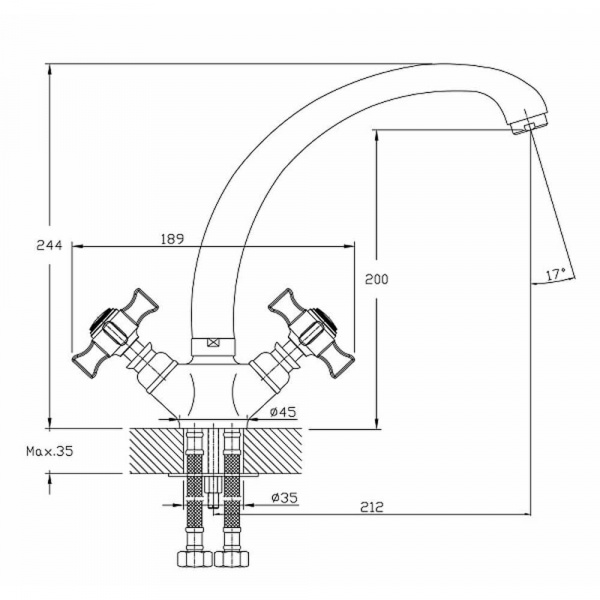 Смеситель для кухни Haiba HB4624 размеры Смеситель для кухни Haiba HB4624 размеры