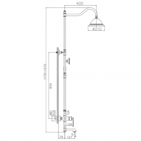 Смеситель для душа (зонт, круг) со стойкой HAIBA HB24181 (лат., с изливом) (1)