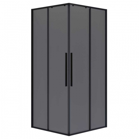 Душевой уголок 100х100х195 КВАДР без поддона профиль ЧЕРН МАТ стекло (6мм) ТОНИРОВАН NG-2824-34BLACK