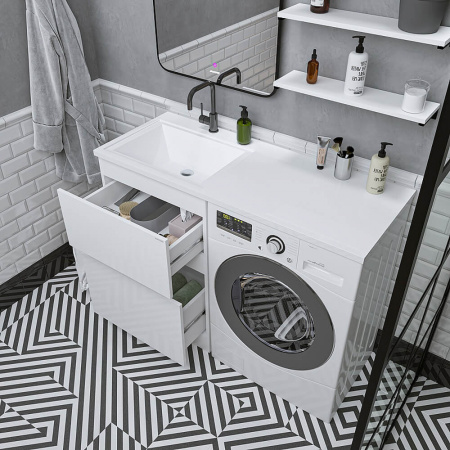 Умывальник мебельный под стиральную машину МАРСАЛ 120 левый с правым кронштейном (1200х482х145мм) 