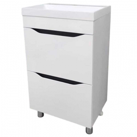 Тумба в ванную комнату INTEGRO 487 Белый/встав.Антрацит под умывальник СЛИМ 50 (2ящ)